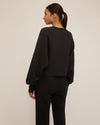 ANJRA™-SO UPTIGHT FRENCH TERRY PLUNGE HENLEY SWEATSHIRT IN BLACK