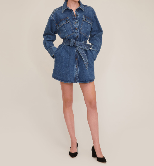 ANJRA™-SKYLAR DENIM TUNIC DRESS IN INDIGO RINSE WASH