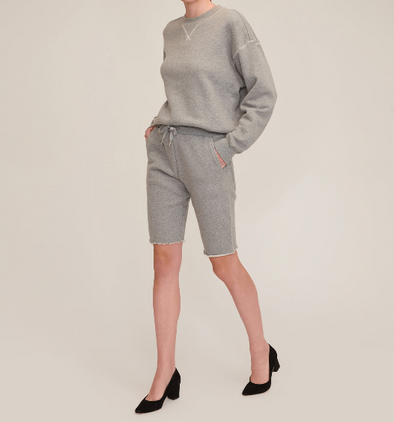 ANJRA™-ROMY RAW EDGE FRENCH TERRY BERMUDA SHORT IN HEATHER GREY